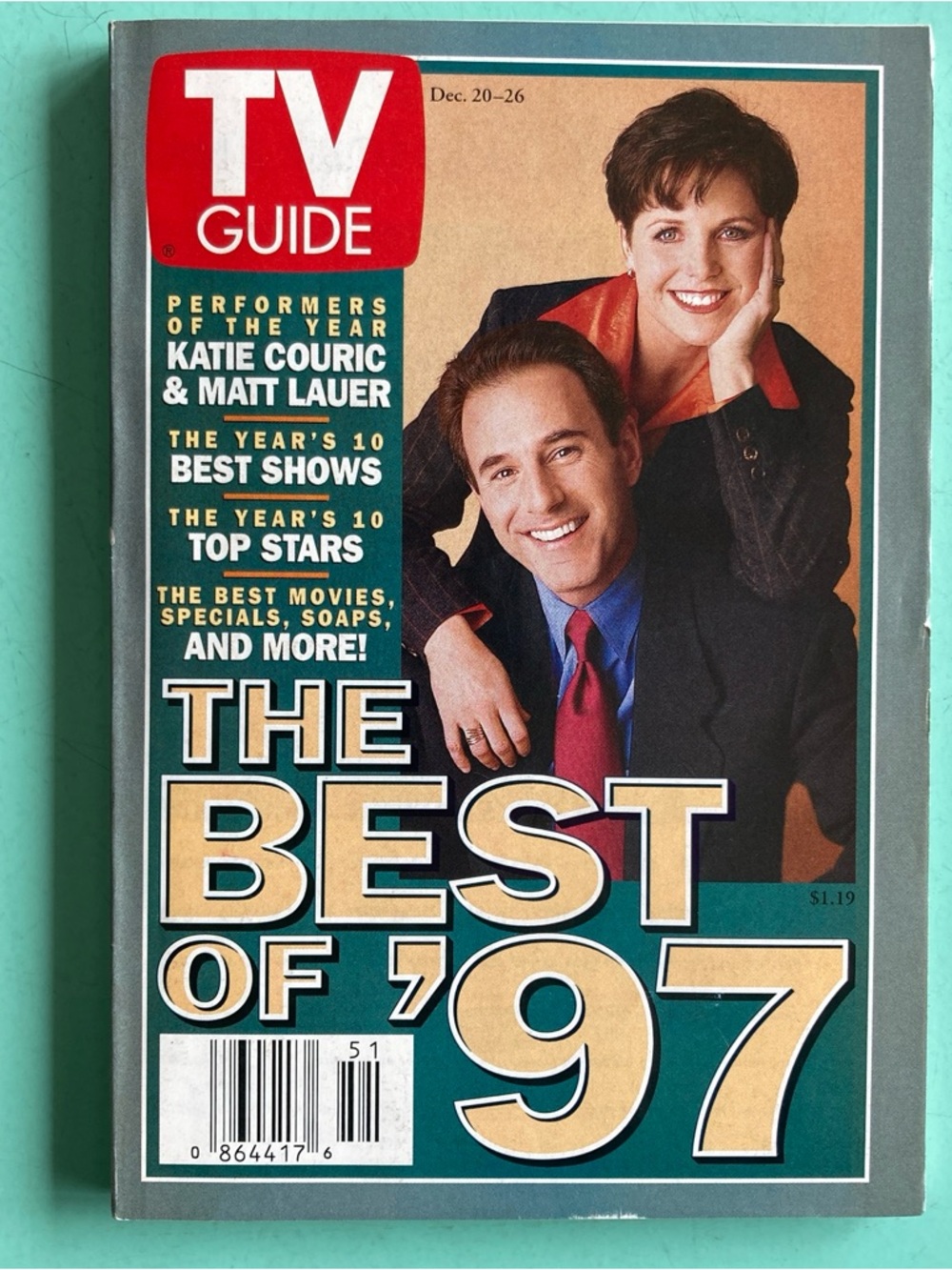 TV Guide DECEMBER 20 1997 Matt Lauer And Katie Couric / No Label - LI NY Edition